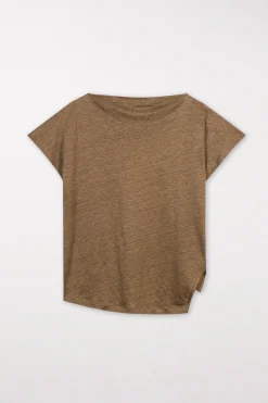 Best LUISA CERANO Asymmetrisches Leinen-Shirt tobacco