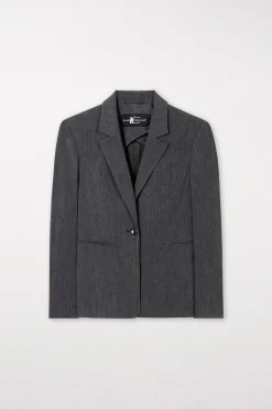LUISA CERANO Blazer Aus Kaschmir-Mix dark grey melange