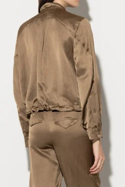 Online LUISA CERANO Blouson In Satin-Optik tobacco