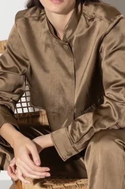 Online LUISA CERANO Blouson In Satin-Optik tobacco