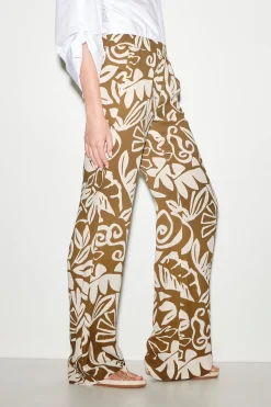 Discount LUISA CERANO Bootcut-Pants Mit Leaf-Print multi