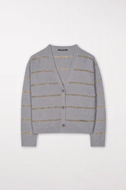 Clearance LUISA CERANO Cardigan Aus Alpaka-Mix silver grey