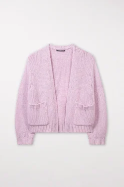 Discount LUISA CERANO Cardigan Aus Woll-Mix faded lavender