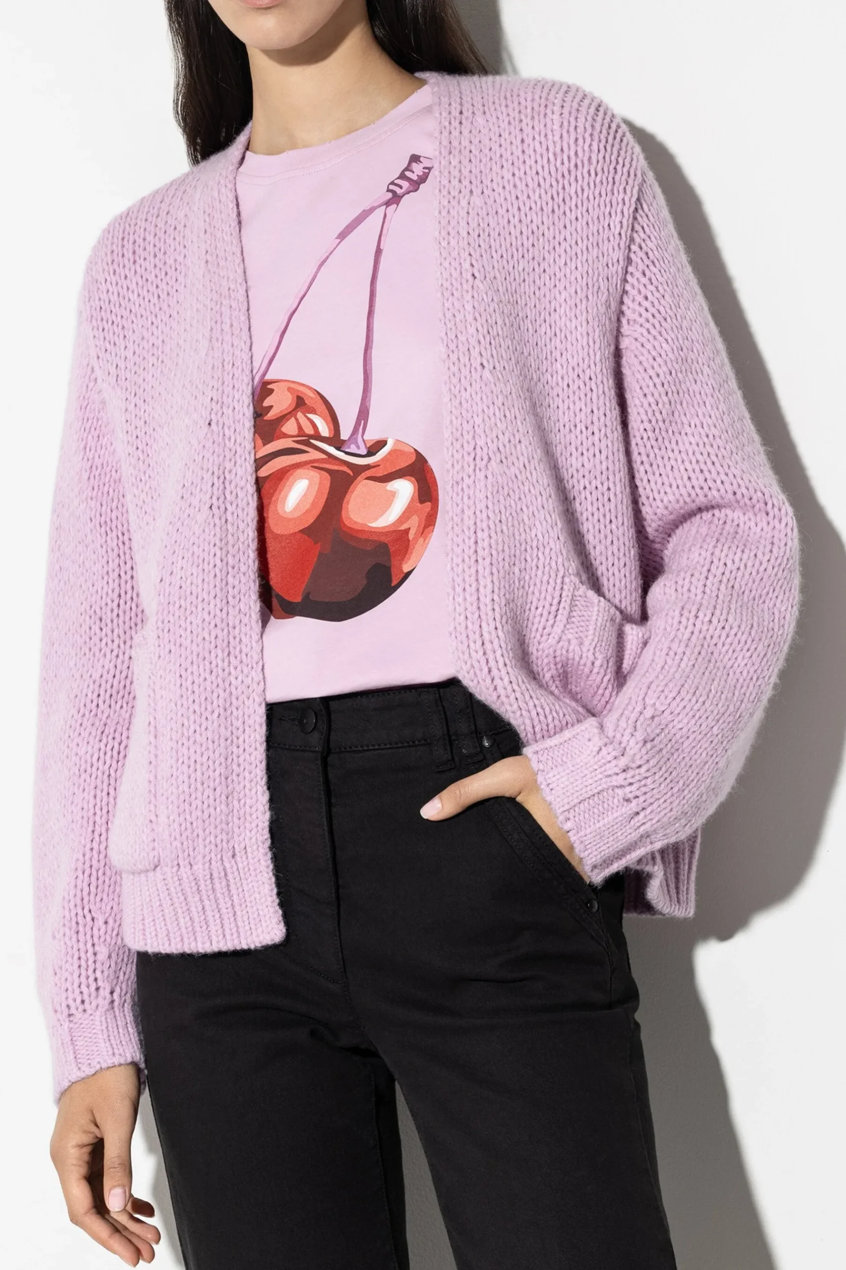 Discount LUISA CERANO Cardigan Aus Woll-Mix faded lavender