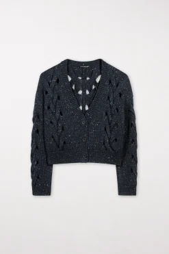 Sale LUISA CERANO Cardigan Mit Zopfmuster dark navy