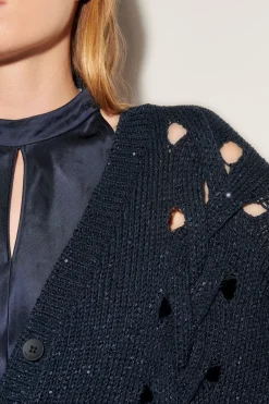 Sale LUISA CERANO Cardigan Mit Zopfmuster dark navy