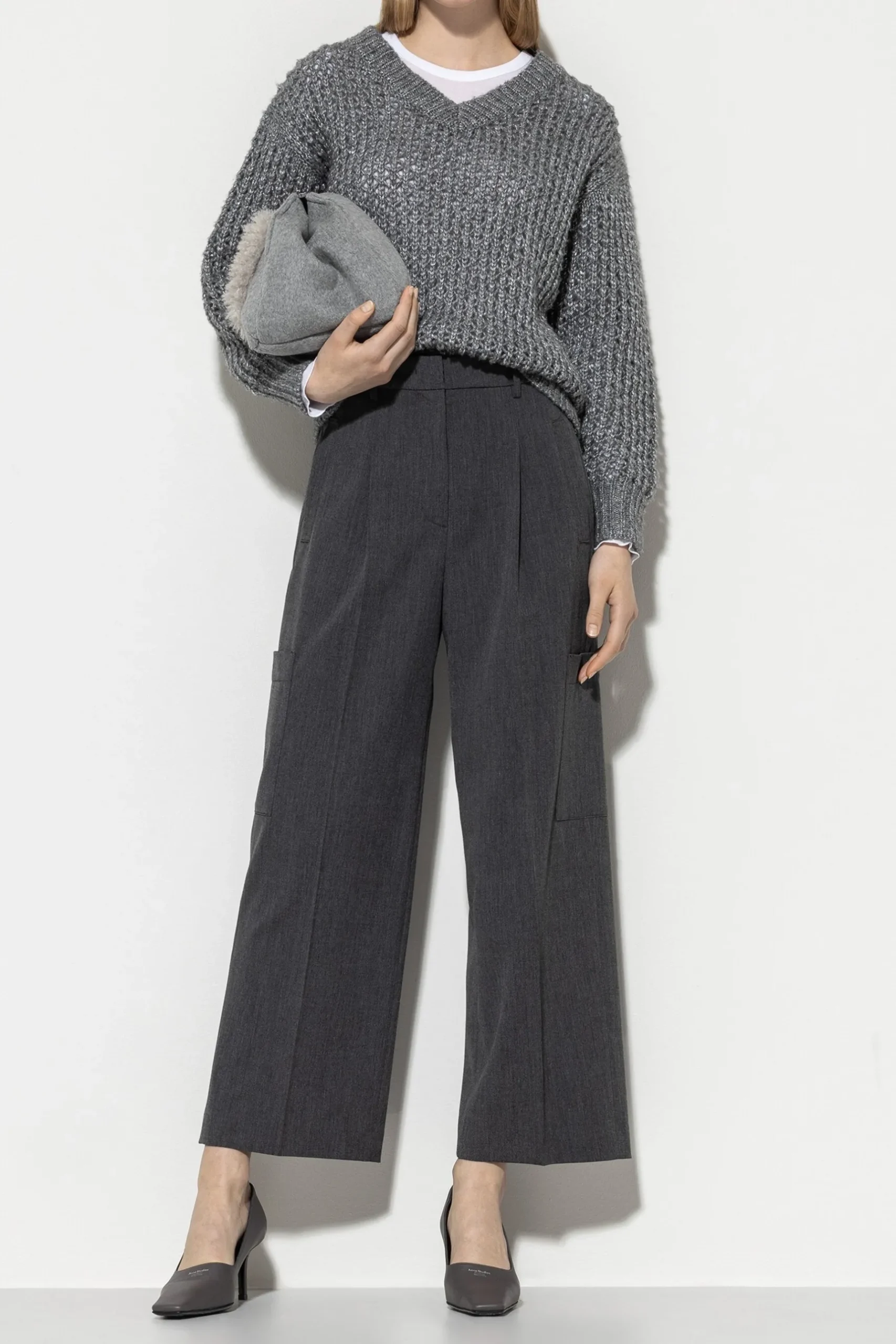 Outlet LUISA CERANO Cargo-Pants Aus Kaschmir-Mix dark grey melange