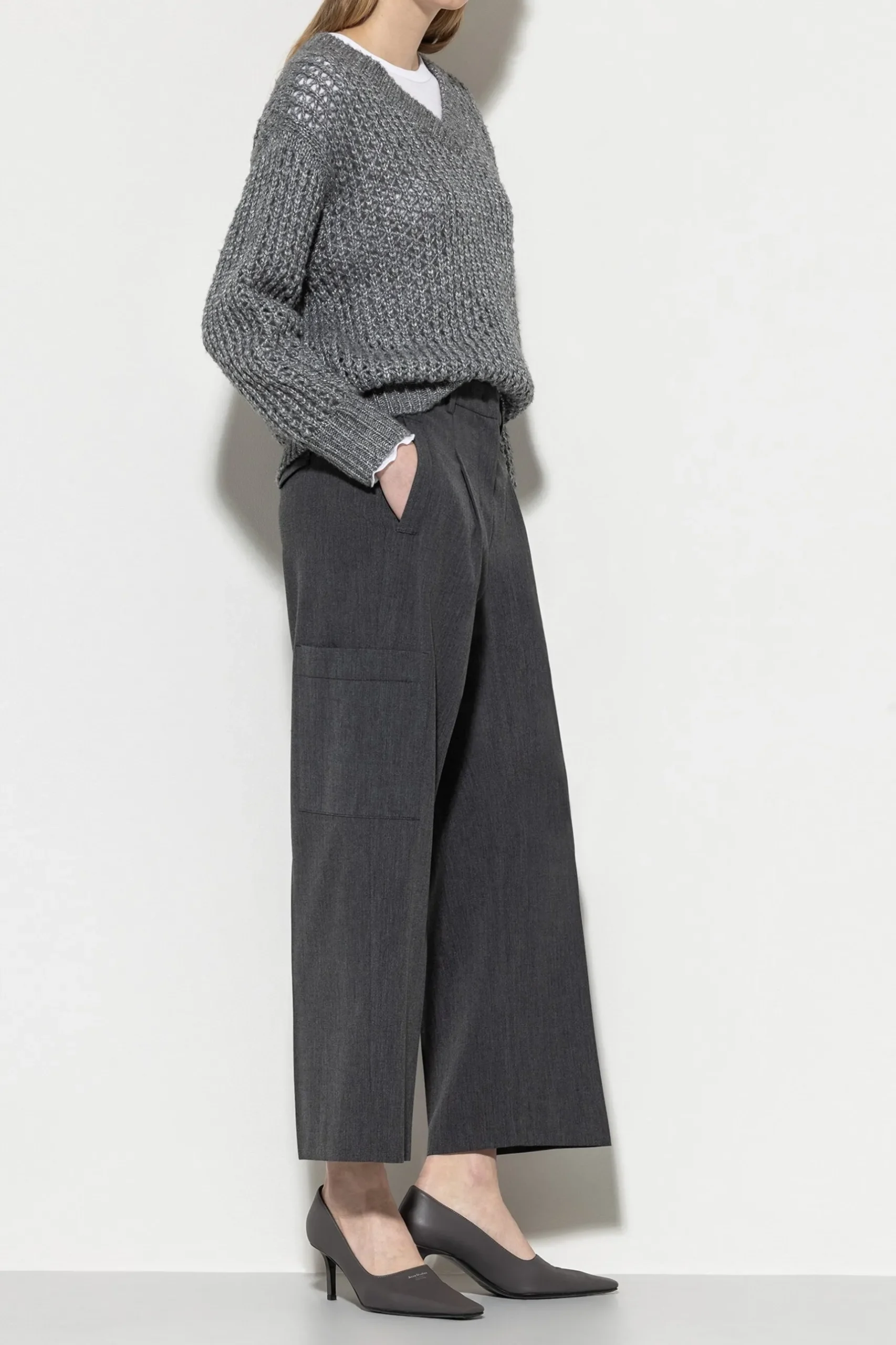 Outlet LUISA CERANO Cargo-Pants Aus Kaschmir-Mix dark grey melange