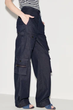 LUISA CERANO Denim-Cargo-Pants dark navy