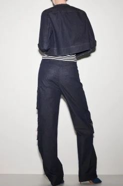 LUISA CERANO Denim-Cargo-Pants dark navy