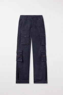 LUISA CERANO Denim-Cargo-Pants dark navy