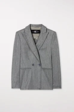 LUISA CERANO Fischgrat-Blazer heather grey