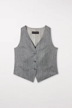 Best LUISA CERANO Fischgrat-Blazerweste heather grey