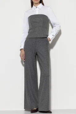 Discount LUISA CERANO Flanell-Wideleg-Pants dark grey melange