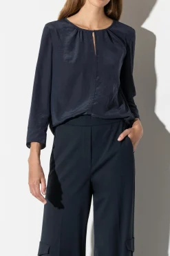 LUISA CERANO Fließendes Blusenshirt dark navy