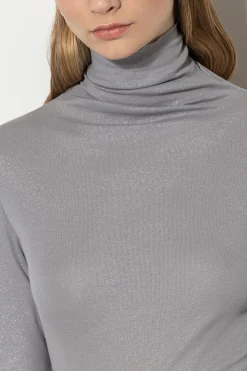 Sale LUISA CERANO Glitter-Rollkragenshirt