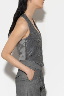 Sale LUISA CERANO Glitzer-Neckholderweste multi