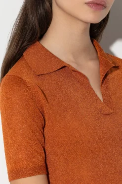 Online LUISA CERANO Halbarm-Poloshirt burnt orange