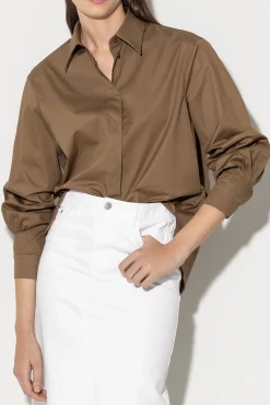 Online LUISA CERANO Hemdbluse Mit Biesendetails tobacco