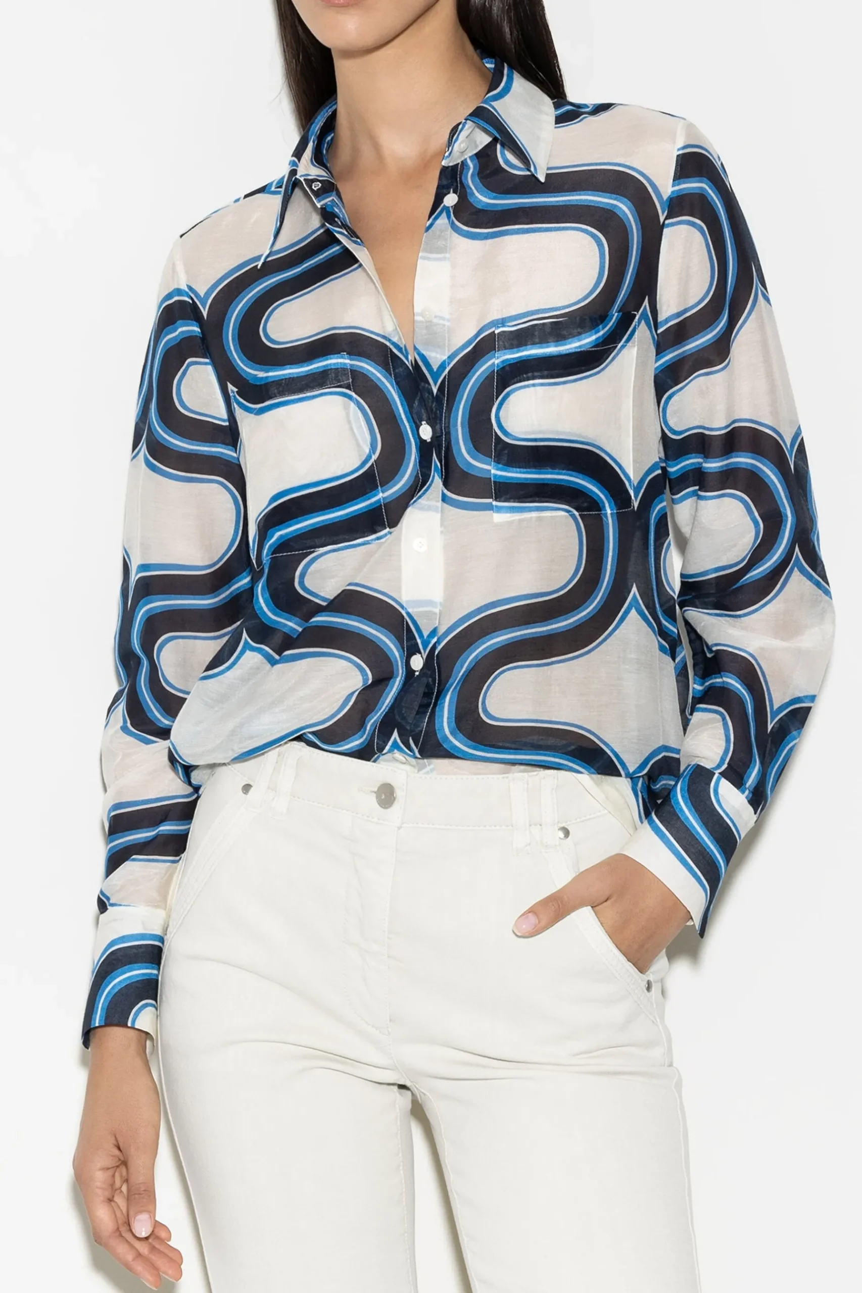 Clearance LUISA CERANO Hemdbluse Mit Wave-Print multi