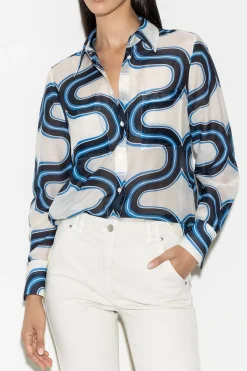 Clearance LUISA CERANO Hemdbluse Mit Wave-Print multi