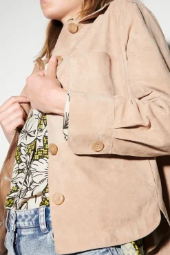 New LUISA CERANO Hemdjacke Aus Veloursleder cashew