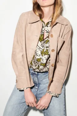 New LUISA CERANO Hemdjacke Aus Veloursleder cashew