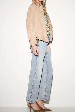 New LUISA CERANO Hemdjacke Aus Veloursleder cashew