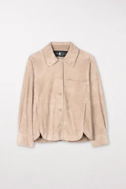 New LUISA CERANO Hemdjacke Aus Veloursleder cashew