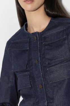 Hot LUISA CERANO Jeansjacke Mit Taschen dark navy