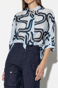 Discount LUISA CERANO Kimonobluse Mit Wave-Print multi