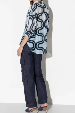 Discount LUISA CERANO Kimonobluse Mit Wave-Print multi