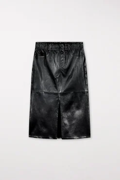 LUISA CERANO Midirock Aus Lammnappa-Leder deep black