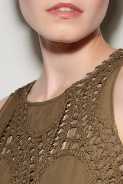 Hot LUISA CERANO Minikleid In Crochet-Optik tobacco