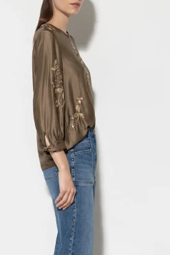 Online LUISA CERANO Pailletten-Bluse tobacco