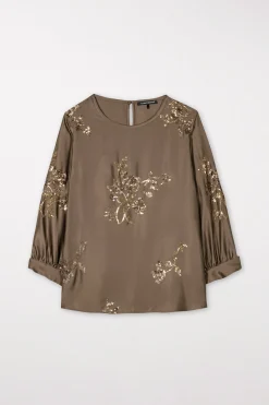 Online LUISA CERANO Pailletten-Bluse tobacco