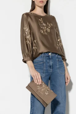 Online LUISA CERANO Pailletten-Bluse tobacco