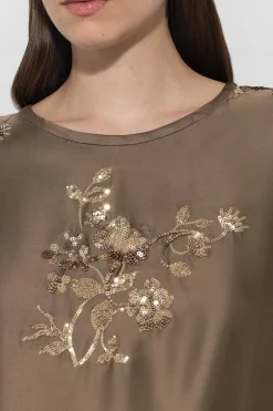 Online LUISA CERANO Pailletten-Bluse tobacco