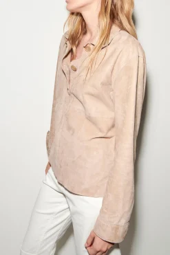 Online LUISA CERANO Polohemd Aus Veloursleder cashew