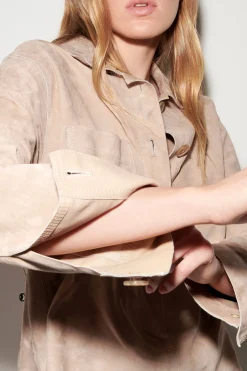 Online LUISA CERANO Polohemd Aus Veloursleder cashew