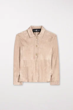 Online LUISA CERANO Polohemd Aus Veloursleder cashew