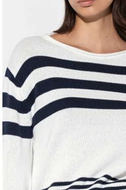 Discount LUISA CERANO Pullover Mit Streifen milk / dark navy