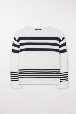 Discount LUISA CERANO Pullover Mit Streifen milk / dark navy