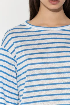 Outlet LUISA CERANO Ringelshirt Aus Leinen bleached white / azur