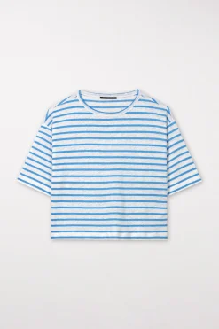 Outlet LUISA CERANO Ringelshirt Aus Leinen bleached white / azur