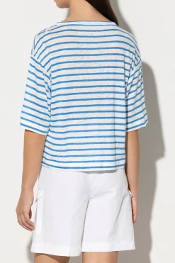 Outlet LUISA CERANO Ringelshirt Aus Leinen bleached white / azur