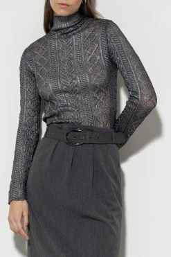 Discount LUISA CERANO Rollkragenshirt Aus Spitze dark grey