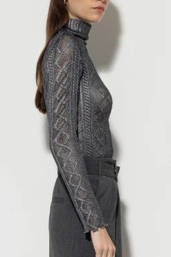 Discount LUISA CERANO Rollkragenshirt Aus Spitze dark grey