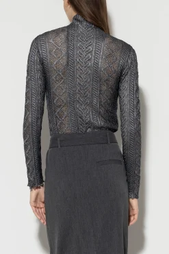 Discount LUISA CERANO Rollkragenshirt Aus Spitze dark grey