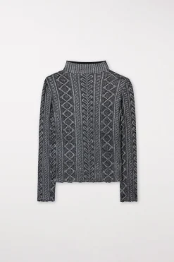 Discount LUISA CERANO Rollkragenshirt Aus Spitze dark grey
